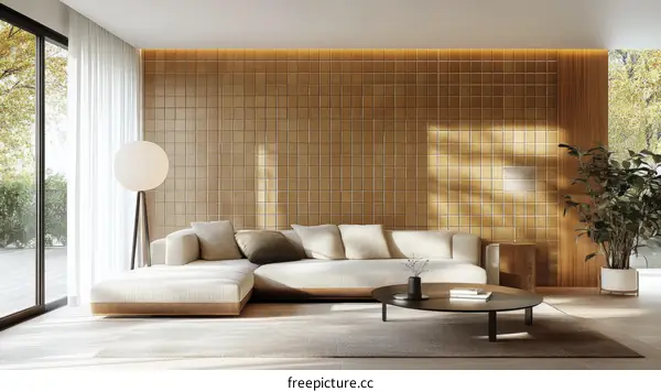 Modern Beige Living Room Interior Design