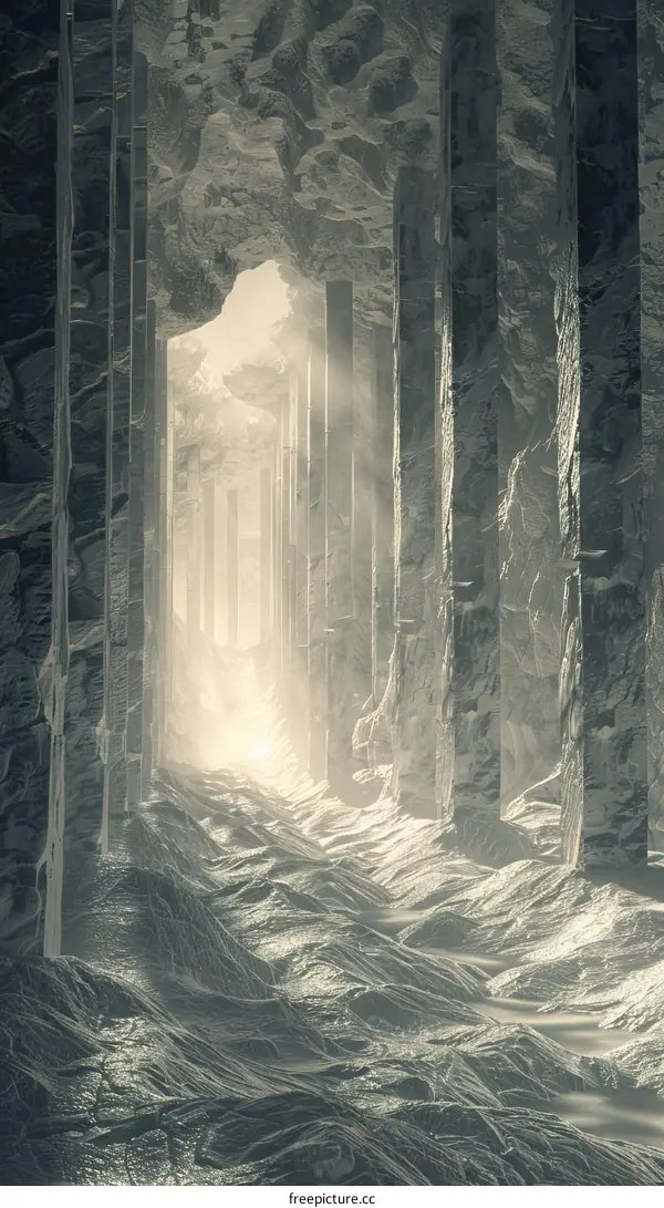 Mystical Foggy Forest Path with Light at the End