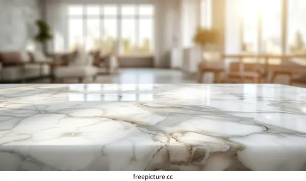 Modern Interior with White Marble Table