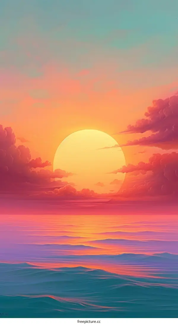 vibrant sunset over a calm sea