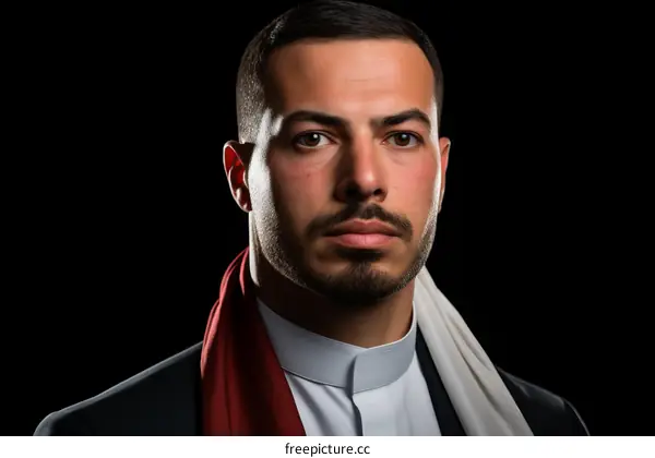 Portrait of a young man wearing a ghutra with an agal