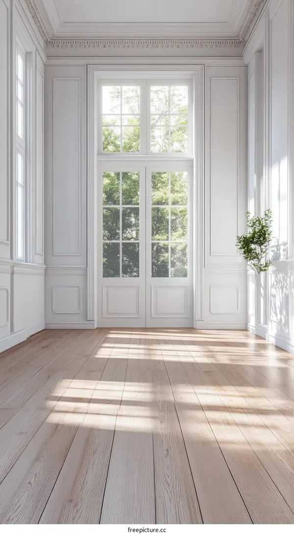 Elegant White Interior with Wooden Flooring