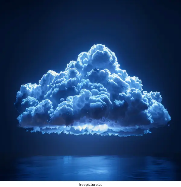 Dark Sea with a Single Blue Cloud