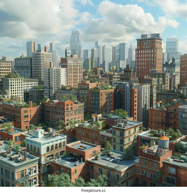 Cityscape Aerial View Illustration