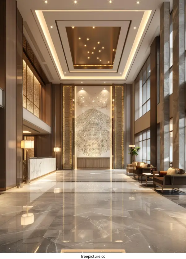 Modern Hotel Lobby Interior Design Illustration