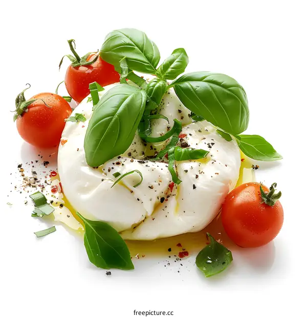 Burrata cheese with tomatoes and basil