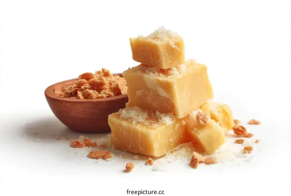 Stacked Cheese Pieces with Crumbs