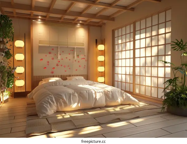 Peaceful Japanese Bedroom Interior Design