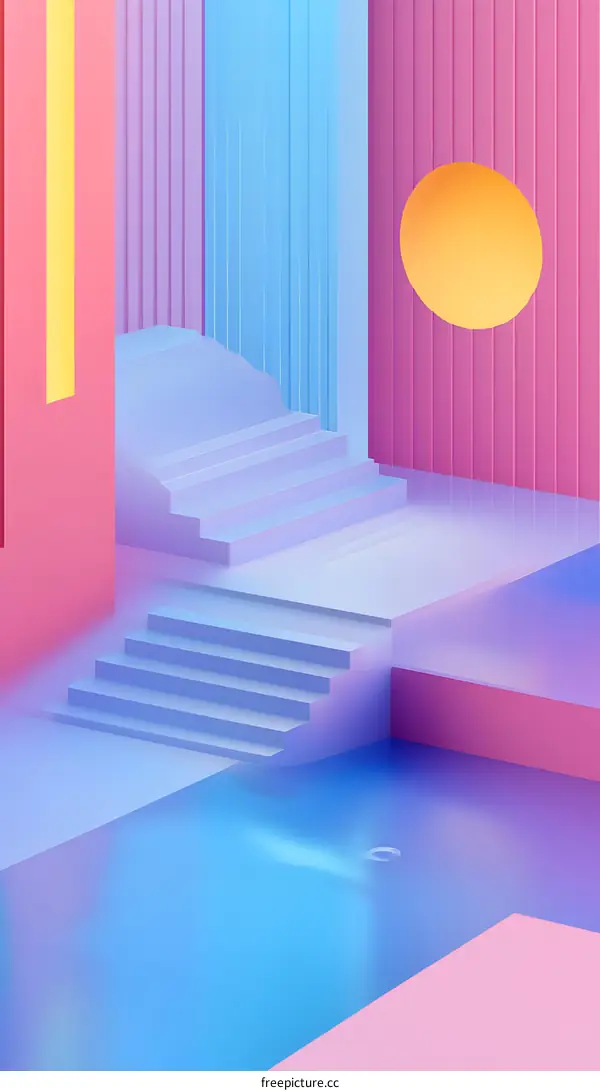 Abstract Geometric Shapes in Colorful 3D Rendering