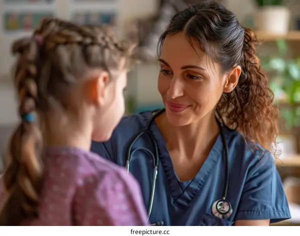 Doctor talking to a little girl