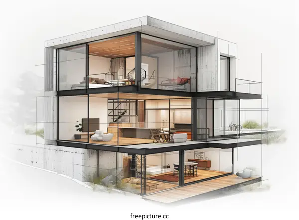 Modern house exterior and interior design