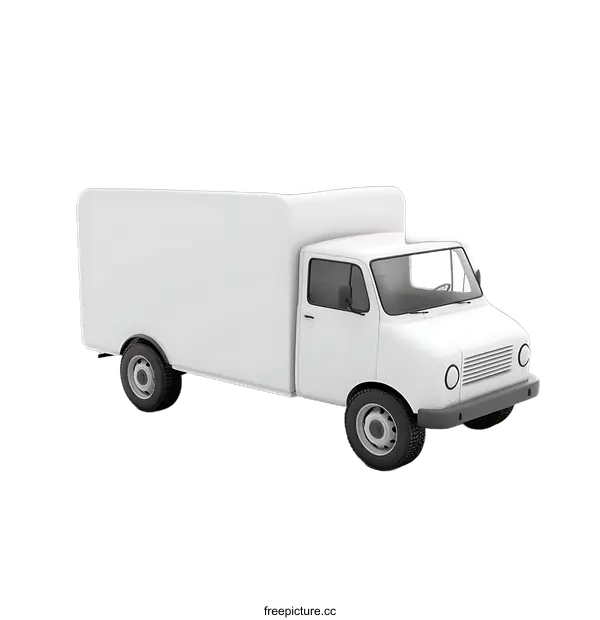 [Transparent Background PNG]Blank White Delivery Truck Isolated on transparent background