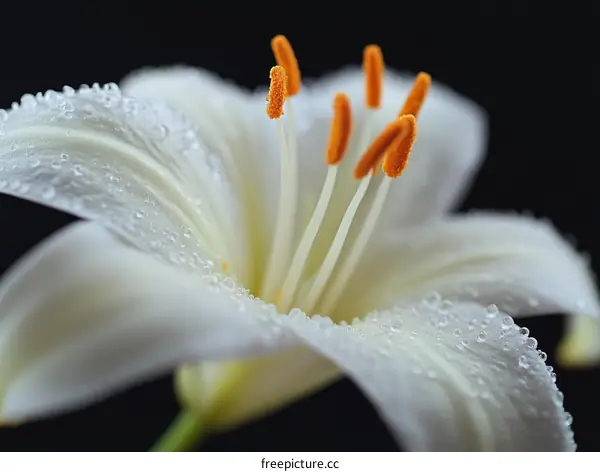 Close-up Detail of a White Lily Flower