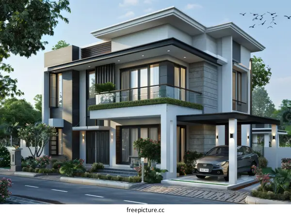 Luxurious Modern Minimalist Two-Story House