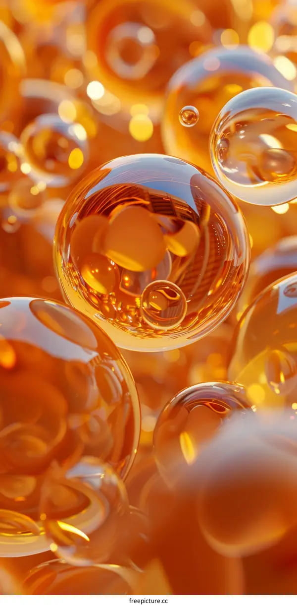 Abstract Golden Bubbles Illustration