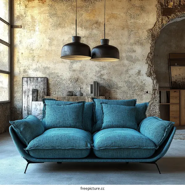 Rustic Industrial Living Room Sofa Interior Design