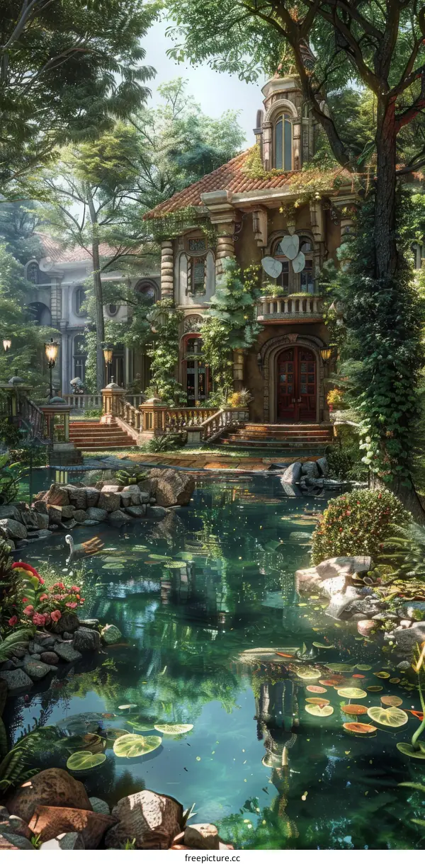Enchanted Forest House with Pond