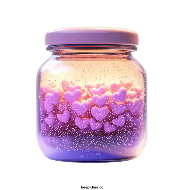 [Transparent Background PNG]Pink Hearts in a Glass Jar Illustration