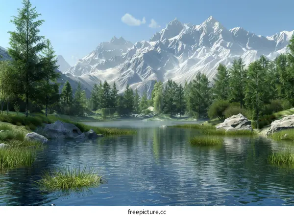 Mountain Lake Landscape with Reflection