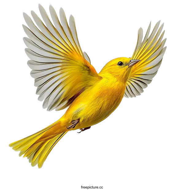 [Transparent Background PNG]A Vibrant Yellow Bird in Flight
