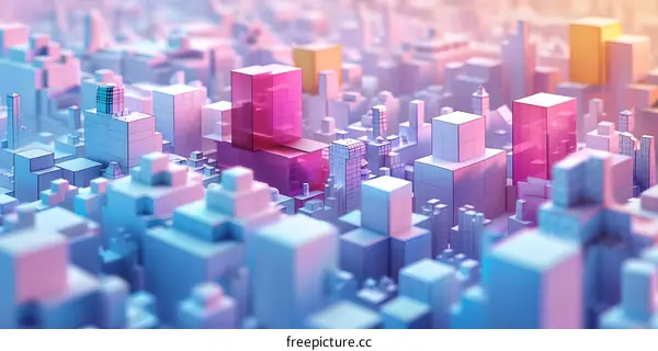 Abstract cityscape with colorful blocks