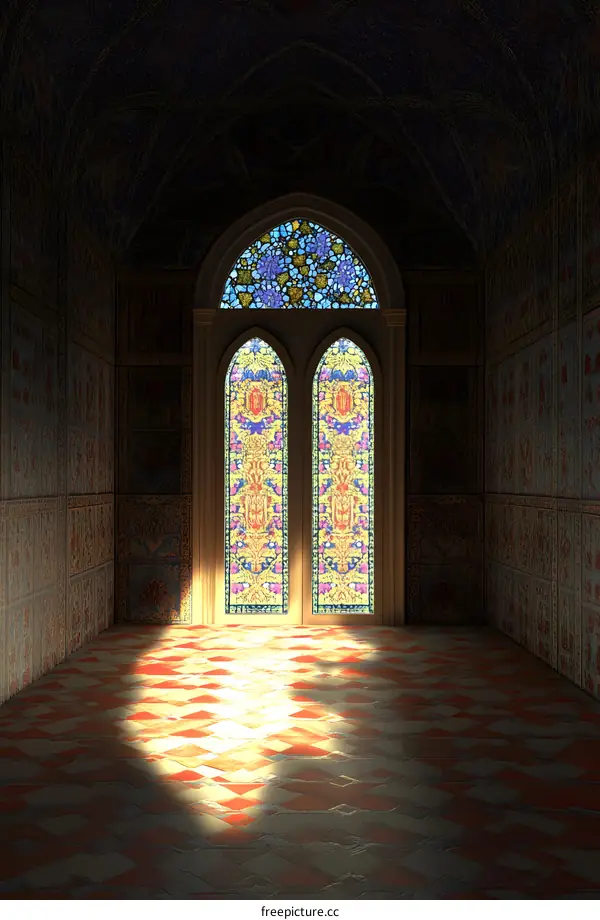 Stained Glass Window in an Ornate Room