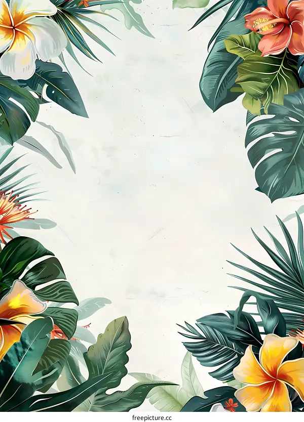 Tropical Floral Frame Background