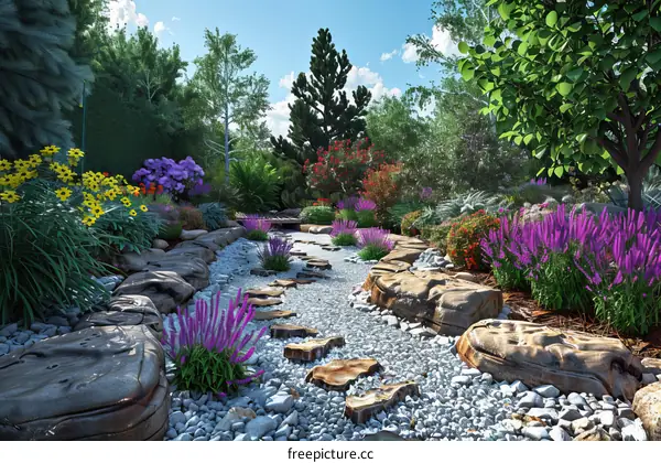 Beautiful Garden Landscape Design Illustration