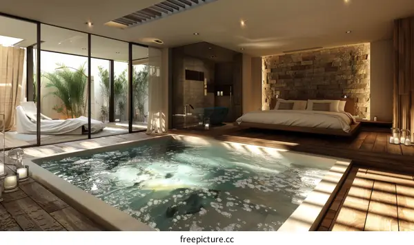 Luxury Villa Bedroom with Indoor Swimming Pool