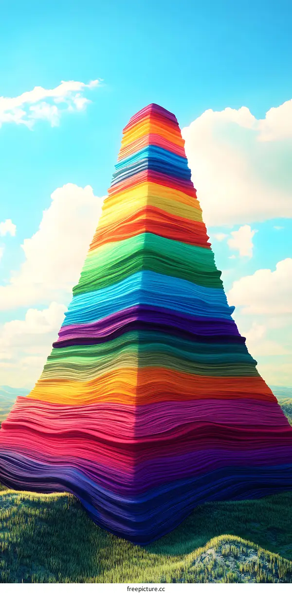 Abstract Rainbow Colored Mountain Illustration
