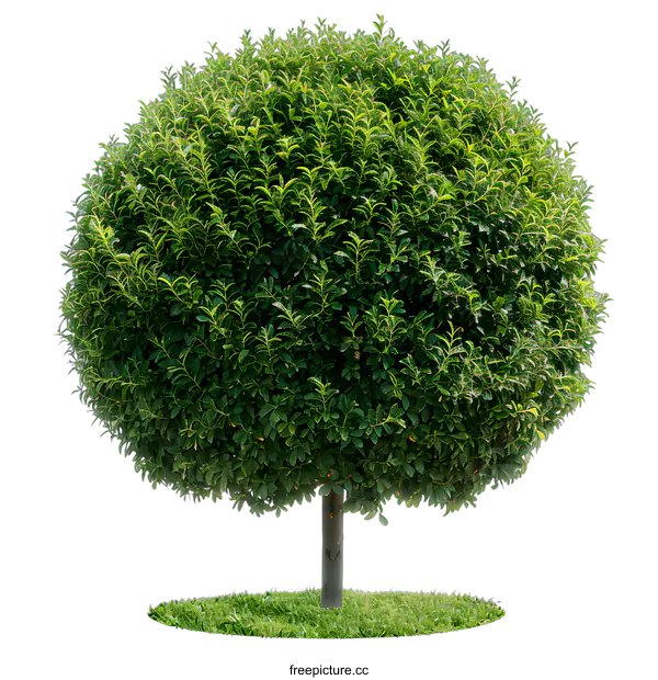 [Transparent Background PNG]Green Round Tree with Grass