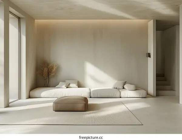 Minimalist Living Room with Neutral Colors and Natural Light