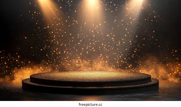 Elegant Stage Podium with Golden Light