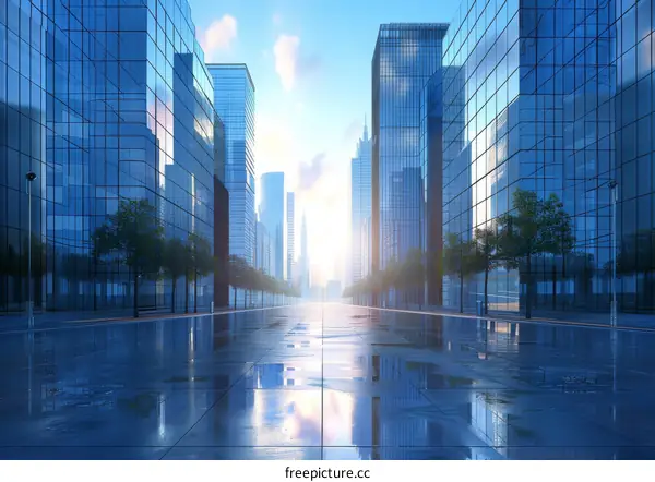 Modern Cityscape with Glass Buildings