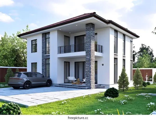 Modern Two Story Home with Stone Accents