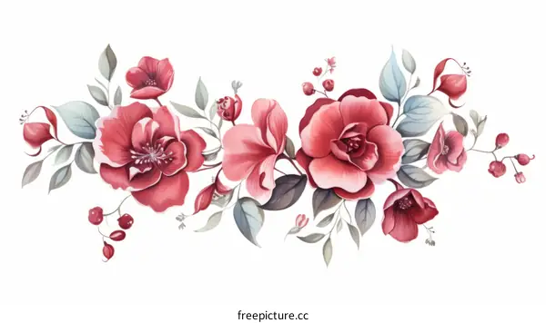 Red and pink roses with green leaves