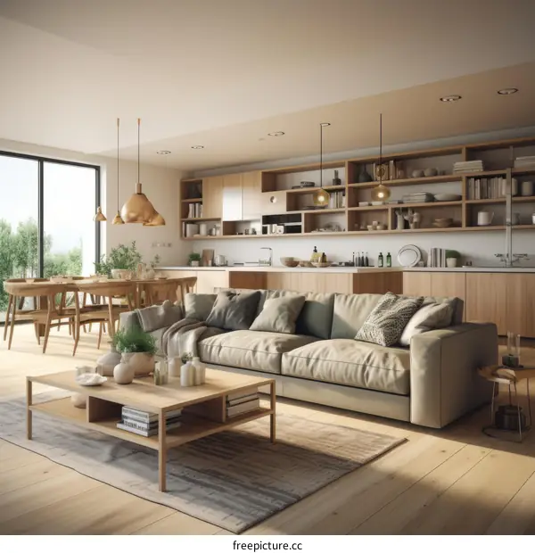 Bright and Airy Scandinavian Living Room With Natural Textures