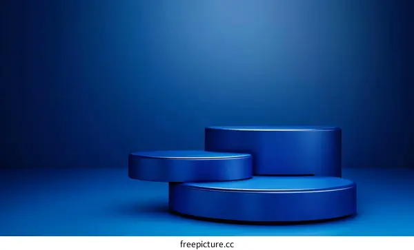 Three Dimensional Blue Product Display Stands