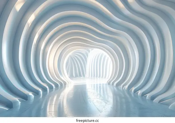 Futuristic tunnel with smooth white walls