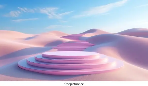 Pink Desert Podium Display Scene