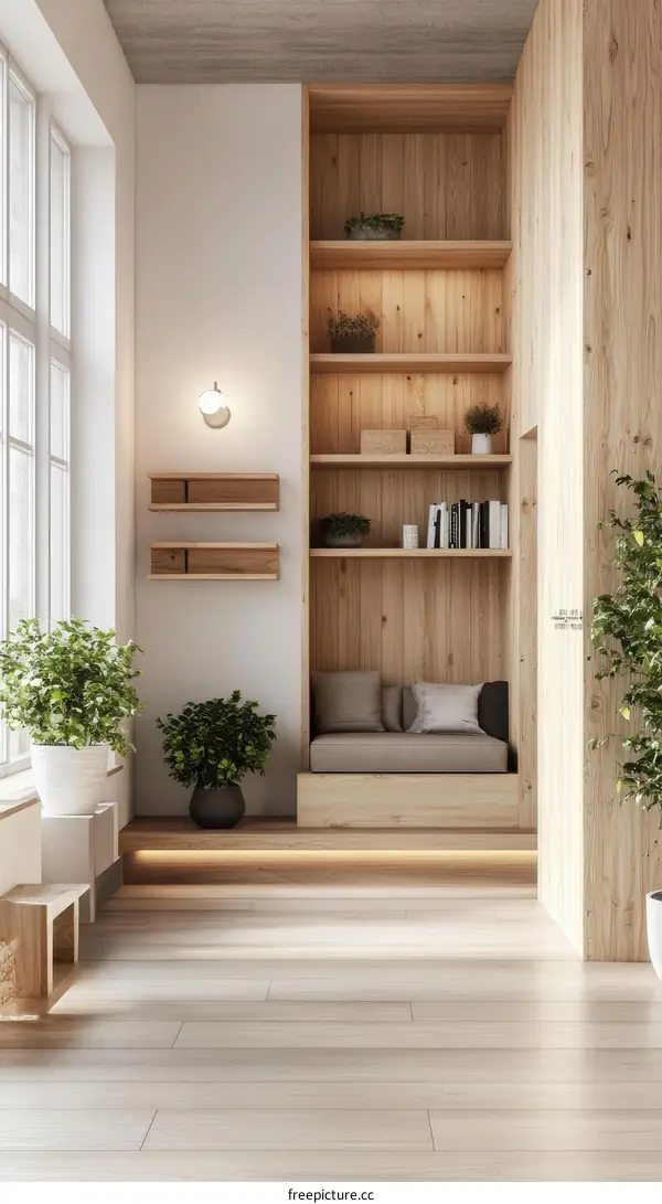 Modern Wooden Reading Nook Interior Design