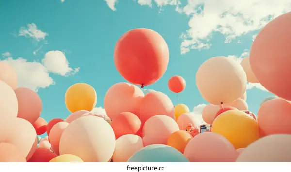 Colorful Balloons Against a Blue Sky