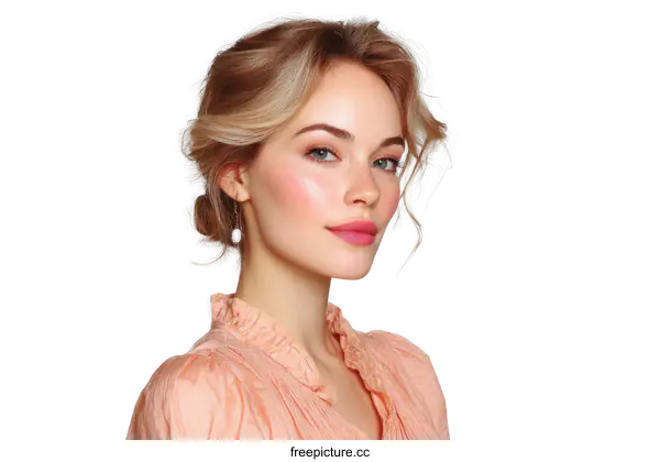 [Transparent Background PNG]Beautiful Woman with Elegant Makeup and Hairstyle