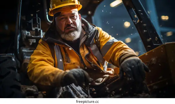Portrait of a male construction worker wearing a hard hat and safety vest