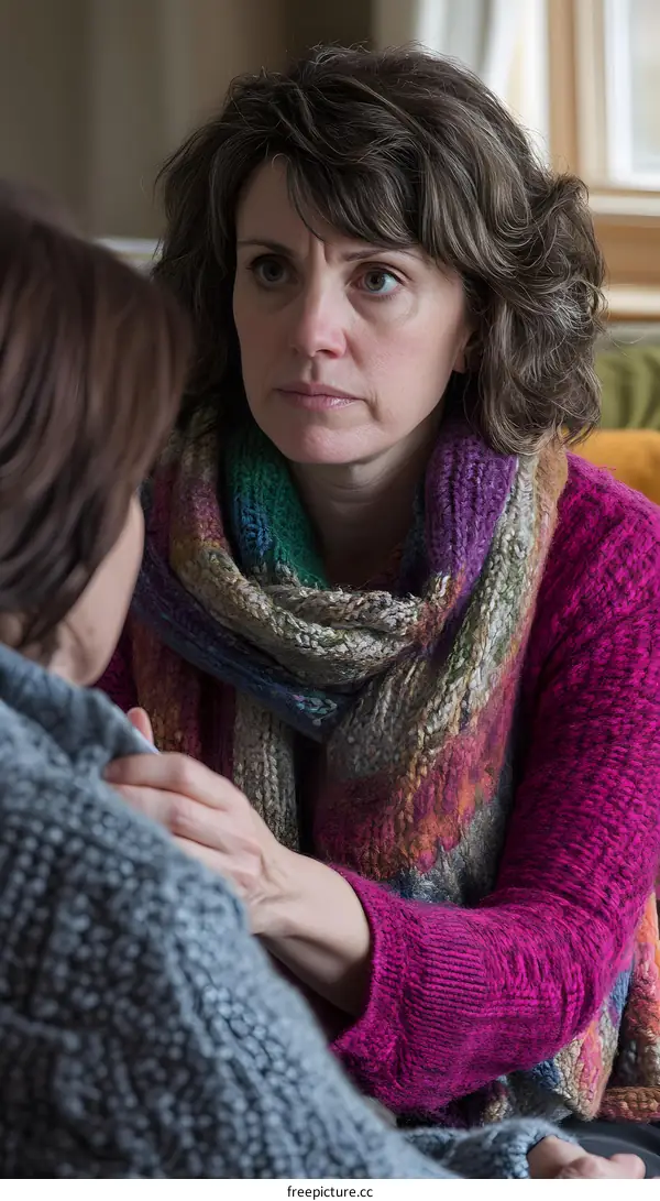 Woman comforting another woman with a concerned look
