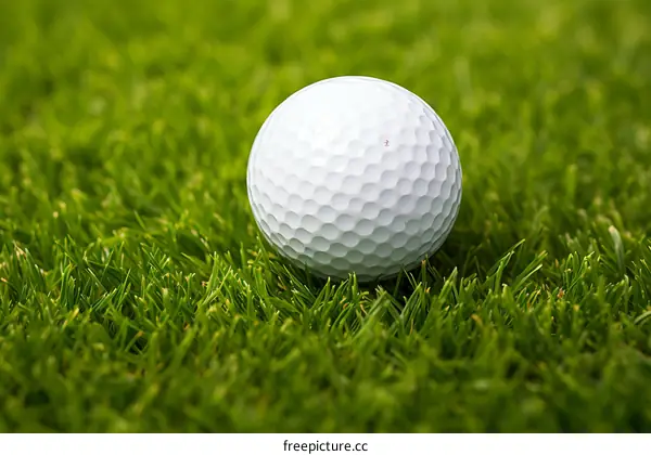 Close-up of a golf ball on green grass