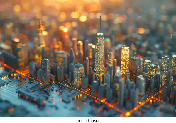 Digital Metropolis Cityscape Illustration