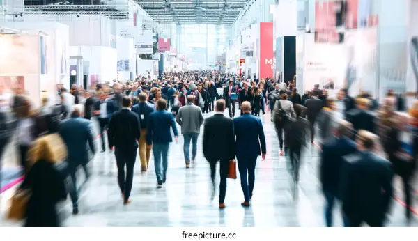 Busy Crowded Trade Show Hallway