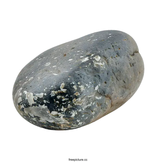 [Transparent Background PNG]Smooth River Rock With White Specks Isolated on White Background