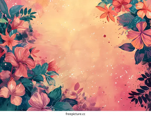 Hand-painted tropical flowers